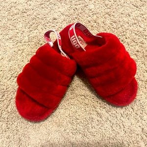 Kids UGG Fluff Yeah Slide - Red